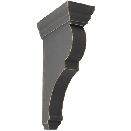 Ekena Millwork 3"W x 6 1/2"D x 12"H Large Rojas Wood Vintage Decor Corbel, Black CORWD03X06X12RJBL